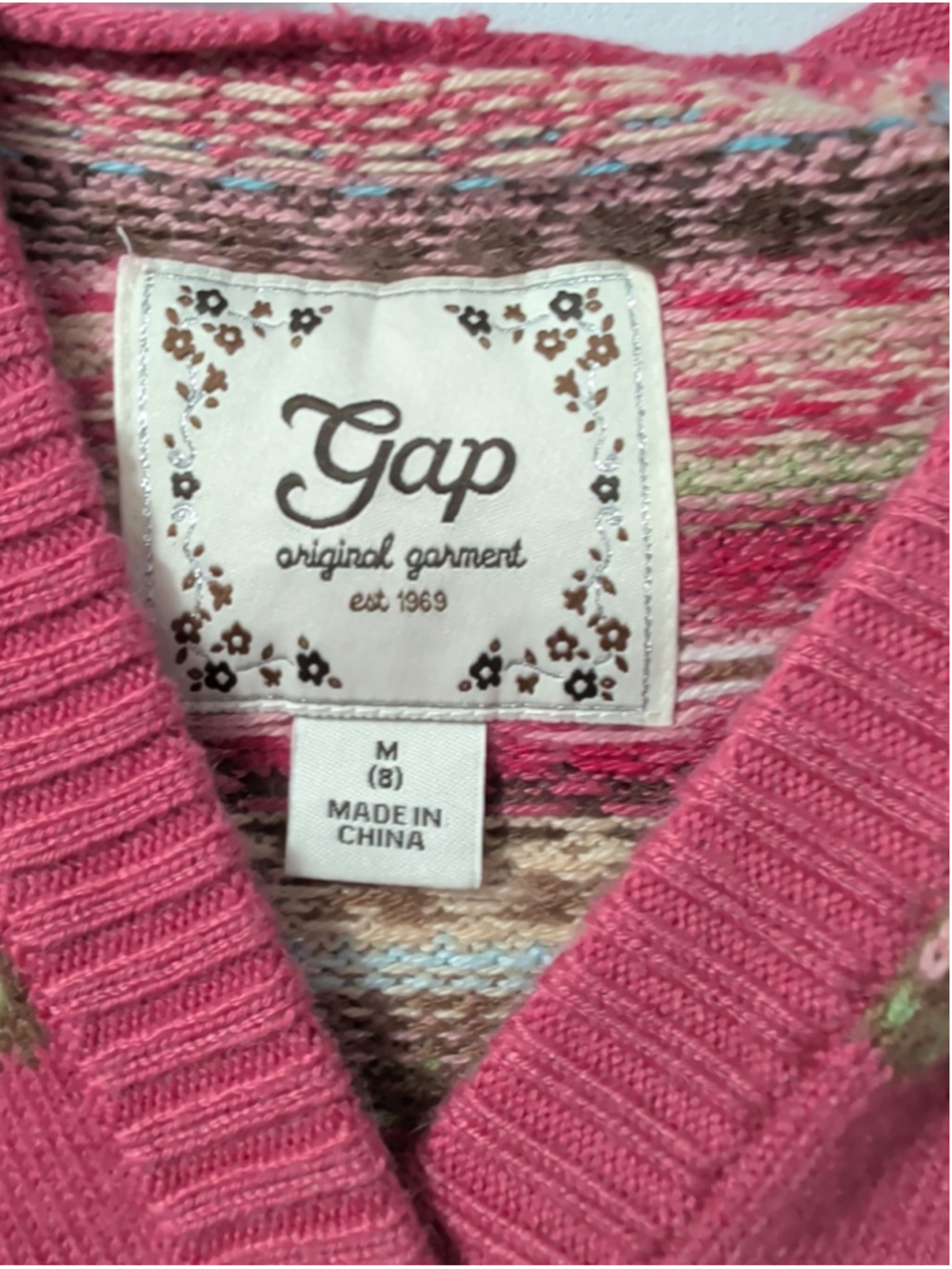 Gap Kids Girls Sweaterdress Size M (8) Long Sleeve Pink Fair Isle Design Hooded - Picture 3 of 7